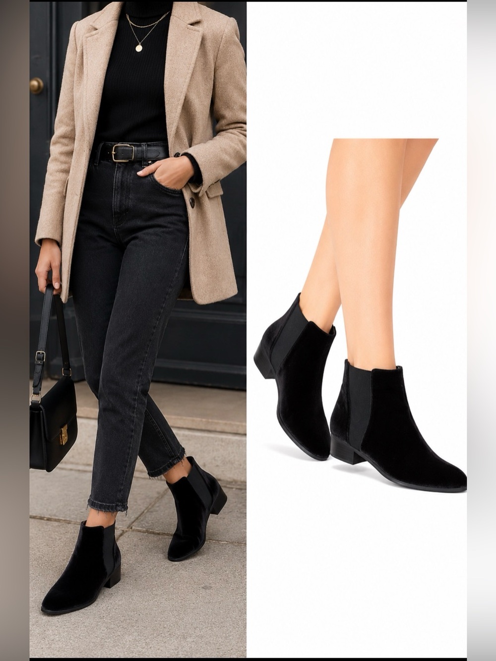 Raye Revolve Women’s Blue Black Pointed Ankle Velvet Chelsea Boot 9.5